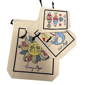 Brighton Sea Breeze Set of 3 Travel Bag Set Cotton Canvas Beach Bags